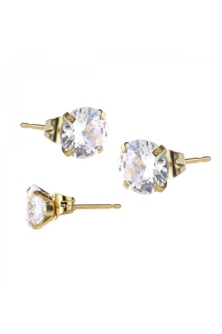 PAIR OF 20G SURGICAL STEEL ROUND CZ STUD EARRINGS
